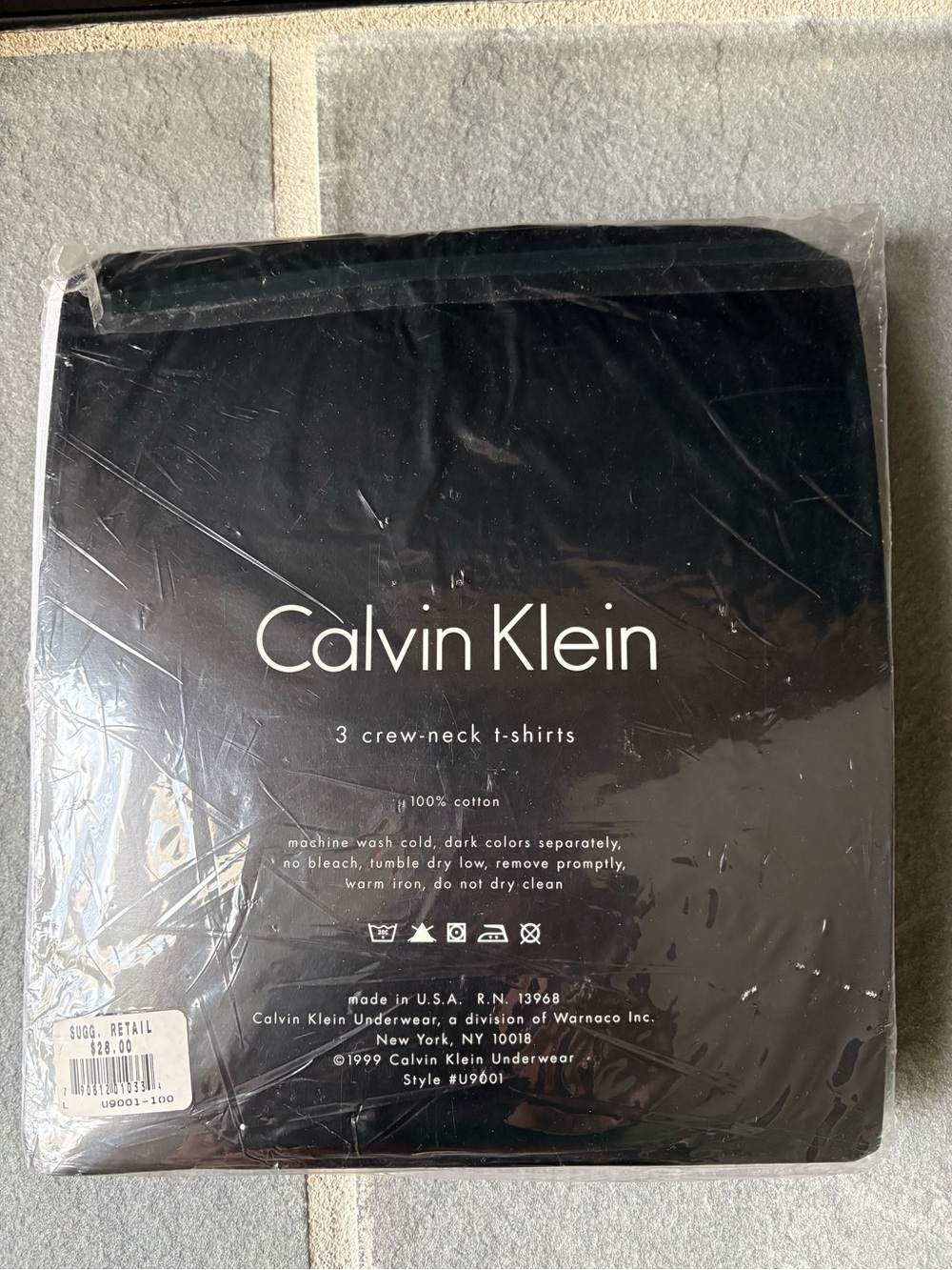 Vintage Calvin Klein White Tee Set Made inUSA Single Stitch Deadstock Size L NWT - Picture 4 of 5